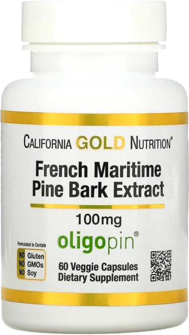 [특가]CGN 캘리포니아골드뉴트리션 프랑스해양소나무껍질추출물 올리고핀 100mg 60베지, 60캡슐, 1개 - 쿠팡