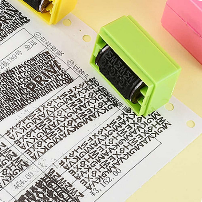 가라지팜 개인정보보완스탬프 개인정보보호 롤러 스탬프 세트 + 녹색 잉크