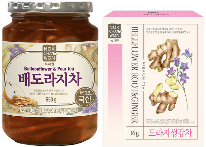 [녹차원] 배도라지차 550g+도라지생강차 20티백, 2개입, 566g, 2개