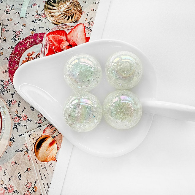 헤세드 20mm 컬러 크랙 왕구슬 빅구슬 비즈, 12개, 화이트