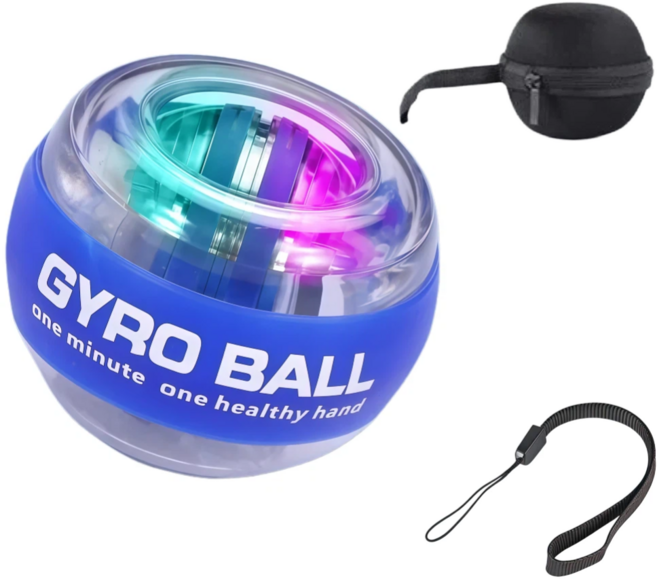 라온샵 자이로볼 무소음 파워볼 손목운동기구 전완근, 1개, 오색등블루