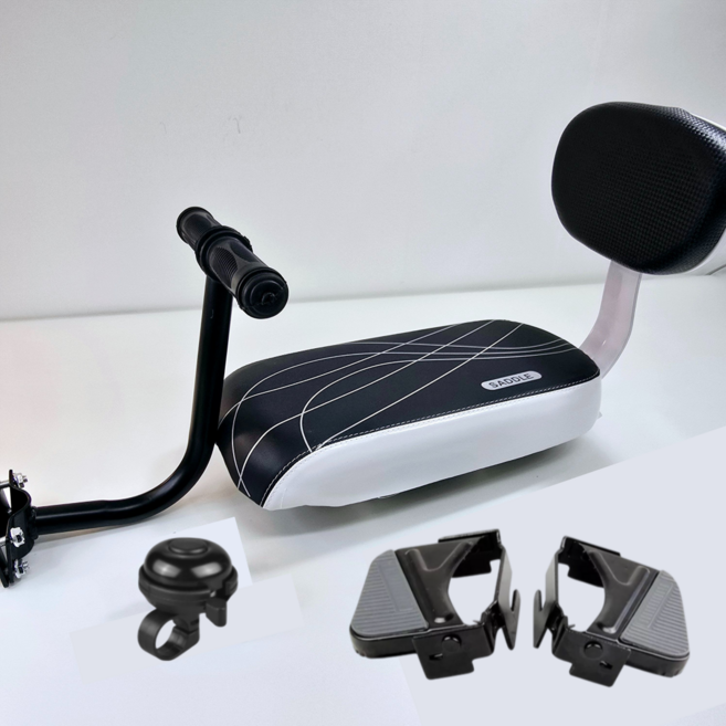 글로리존 자전거 뒷좌석 등받이 안장 접이식 발판 손잡이 풀세트, 1세트, 화이트블랙