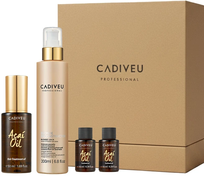 카디뷰 큐티클 헤어 케어 기프트세트 2종 헤어 에센스 / 전문가용 아사이오일 블론드락 선물세트, 1개 - 쿠팡