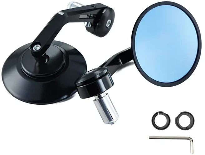 로얄 엔필드 불릿 유성 클래식 350 인터셉터 CNC 오토바이 바 미러 레트로 팁 후면보기, 01 Black