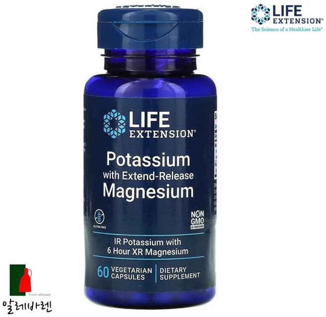 라이프익스텐션 칼륨 서방형 마그네슘 함유 60 베지캡슐, 60정, 1개 - 쿠팡