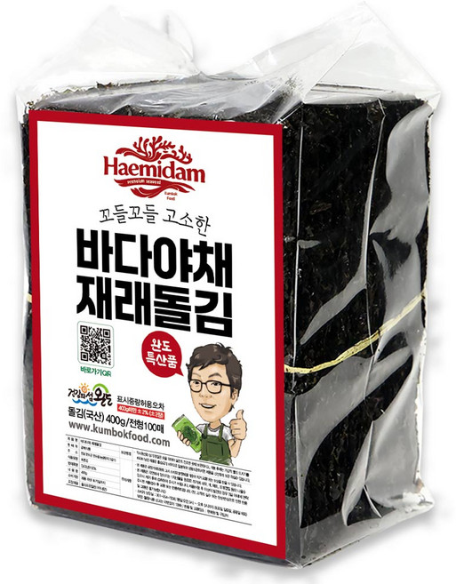 금복식품 완도산 바다야채 재래돌김 100매 전장김 400g, 1개