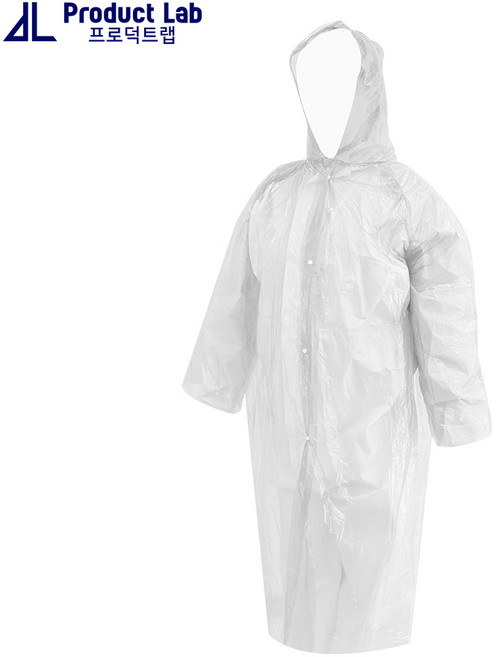 프로덕트랩 성인용 일회용 PE 우비 비옷 레인코트, 100개, 화이트