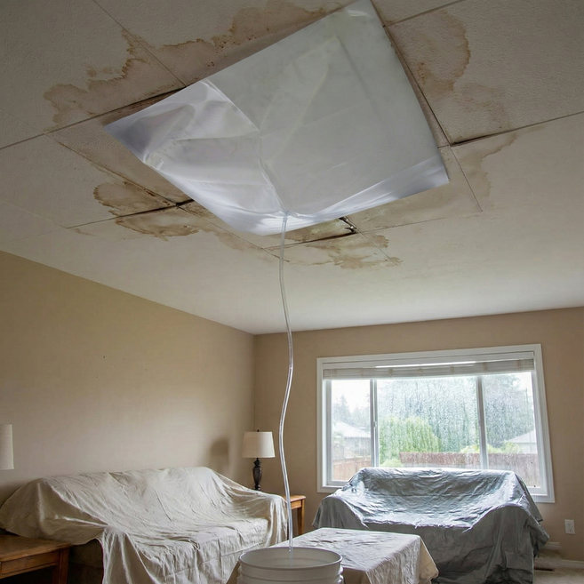 천장 누수 방지 빗물받이 커버 물받이 깔때기 유도 배수관 호스 대형 커버 호스 4m, 1세트