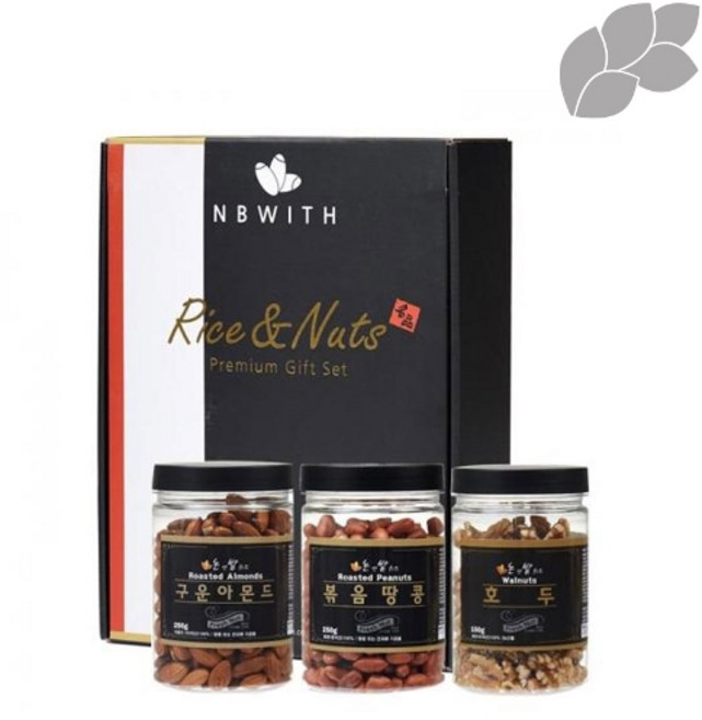 논앤밭위드 견과 3구 선물세트 5 (구운아몬드250g+볶음땅콩250g+호두150g), 1개