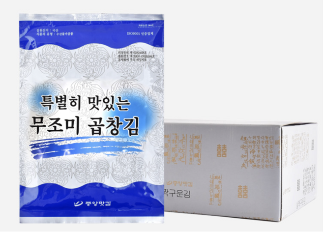 중앙맛김 보령 대천김 맛있는 무조미 곱창김 8봉, 8개, 10g