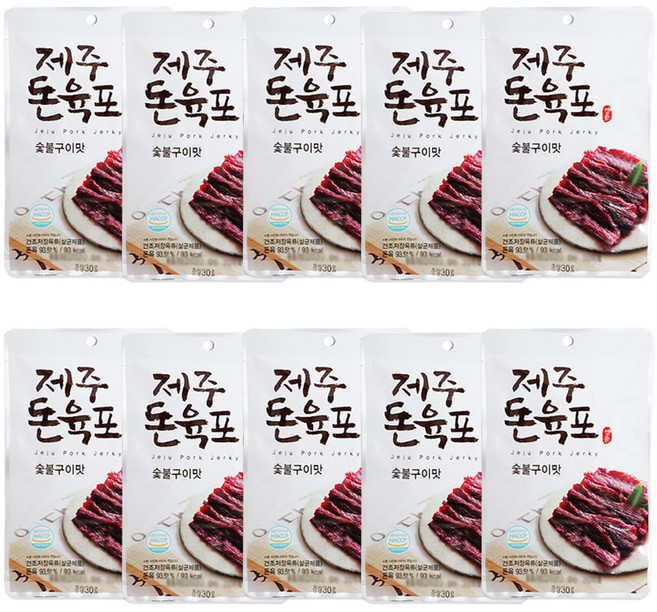 고려식품 제주돼지 돈육포 숯불구이맛 돼지고기, 30g, 10개