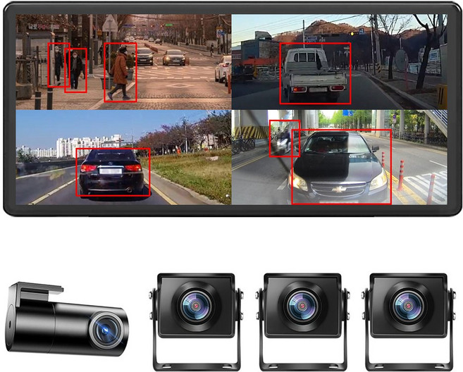 메모리카드 포함 10.36인치 4k 와이드 4채널 블랙박스 화물차용 후방카메라 풀세트 X4, set, 실내1개실외3개+1080고화질+Ai감지+Ai스피커미포함, 128GB