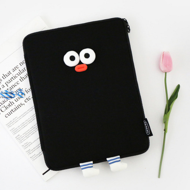로마네 브런치 브라더 폼폼 11형 아이패드 파우치 태블릿, 슬림 블랙