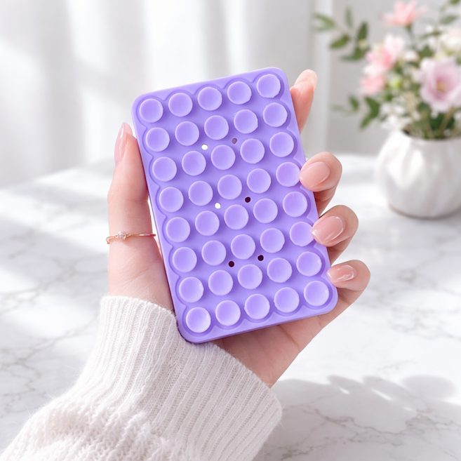 에쉬울프 파스텔 실리콘 부착 패드 양면 흡착식 핸드폰 미끄럼방지 패드 1+1, 2개, 퍼플