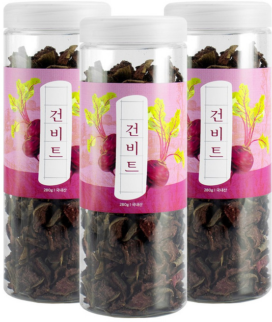 두손애약초 국산 말린 레드 비트 뿌리 건조 비트차 280g, 3개