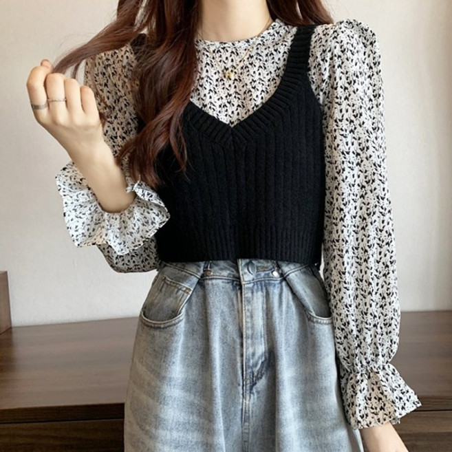 레티고 심플 크롭 니트 나시