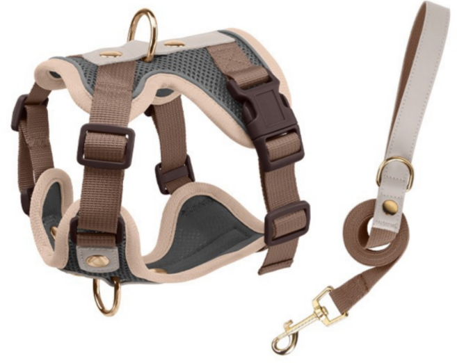 스노우윙 편안한 메쉬 강아지하네스, 스톤 그레이브라운