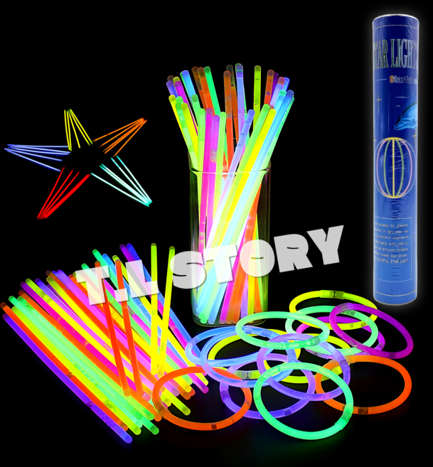 야광팔찌 50개 x 2통 세트 LED 야광봉 응원스틱 형광팔찌 연결고리 포함