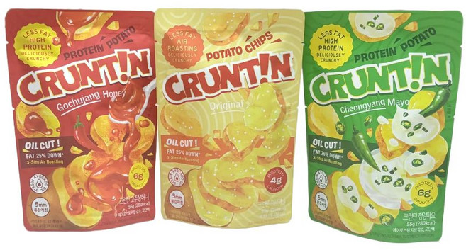 크런틴 5mm 프사삭 통감자칩 3가지맛 [오리지널+고추장허니+청양마요], 1개, 165g