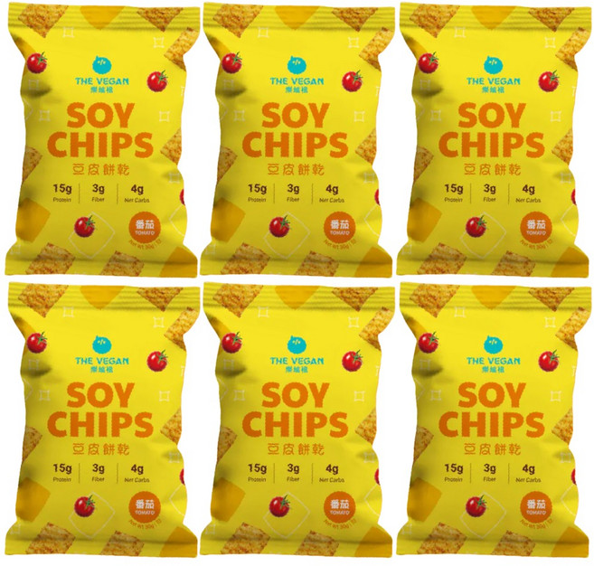 the vegan 樂維根 豆皮餅乾 番茄口味 高蛋白質 低卡零食, 30g, 6個