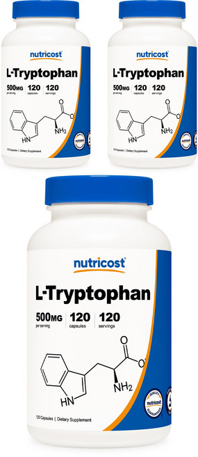 nutricost 左旋色胺酸無麩質膠囊 500mg, 120顆, 3罐