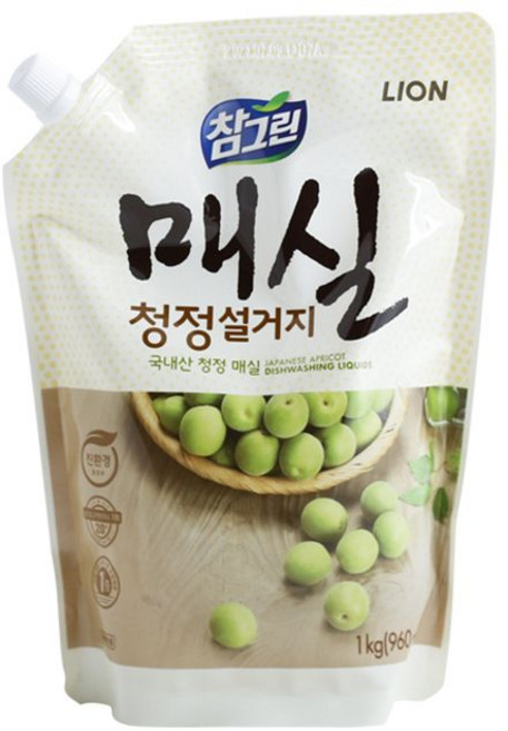 해피딜 참그린 매실 주방세제 리필 1KG 설거지 기름기제거