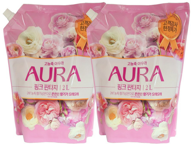 아우라 고농축 섬유유연제 핑크 판타지, 2개, 2L