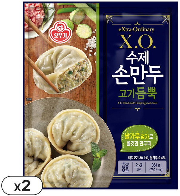 오뚜기 XO만두 수제손만두 고기듬뿍 고기 만두 364g 4봉지, 4개