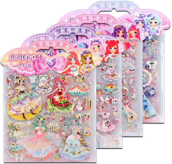 프리티 코디 스티커 4종, 혼합색상, 1세트