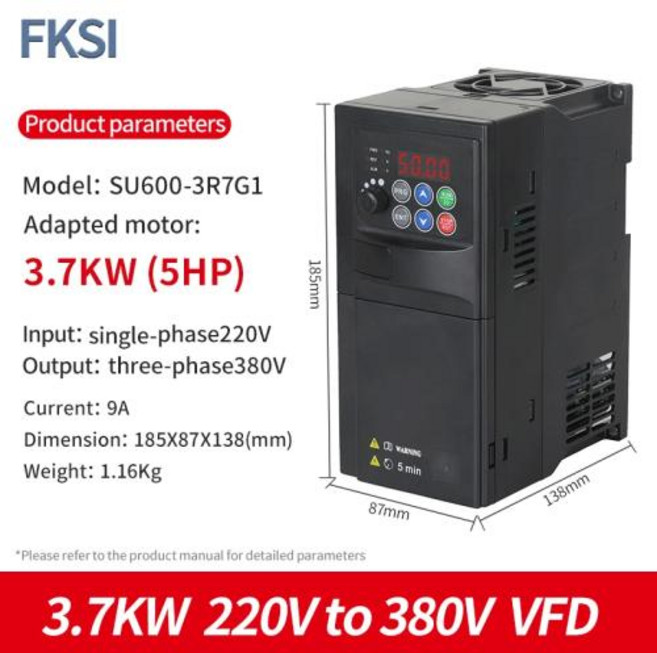 VFD 경제적인 SUSWE 모터 속도 컨트롤러 1 상 입력 380V 3 AC 주파수 인버터 SU600 0.75-5.5KW 신제, 3.7KW 220V to 380V B, 범용, 1개
