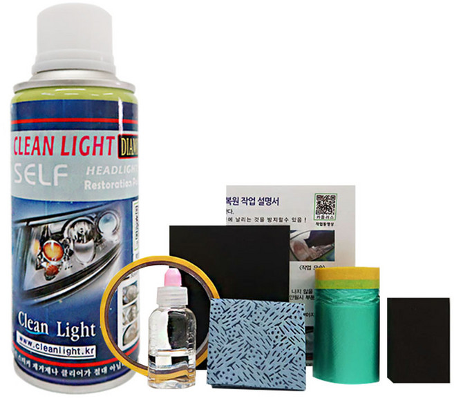 헤드라이트 복원제(1~2대)강화제혼합형(재료+사포4장), 1세트, 150ml