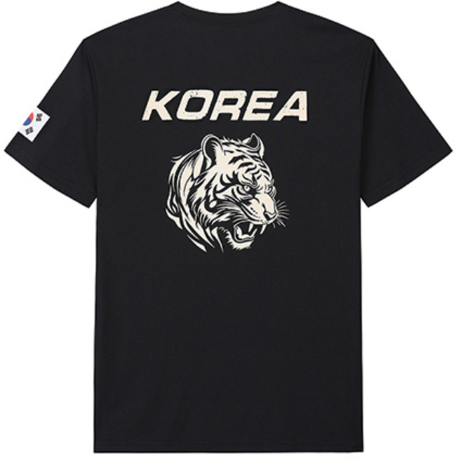 KOREA 호랑이 아이보리 코리아 국산 반팔티 블랙 기능성 티셔츠 쿨론 태극기