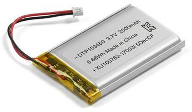 [KC인증] 3.7V 2000mAh 리튬 폴리머 배터리 DTP103450 (커넥터형) [pw], 1, 1