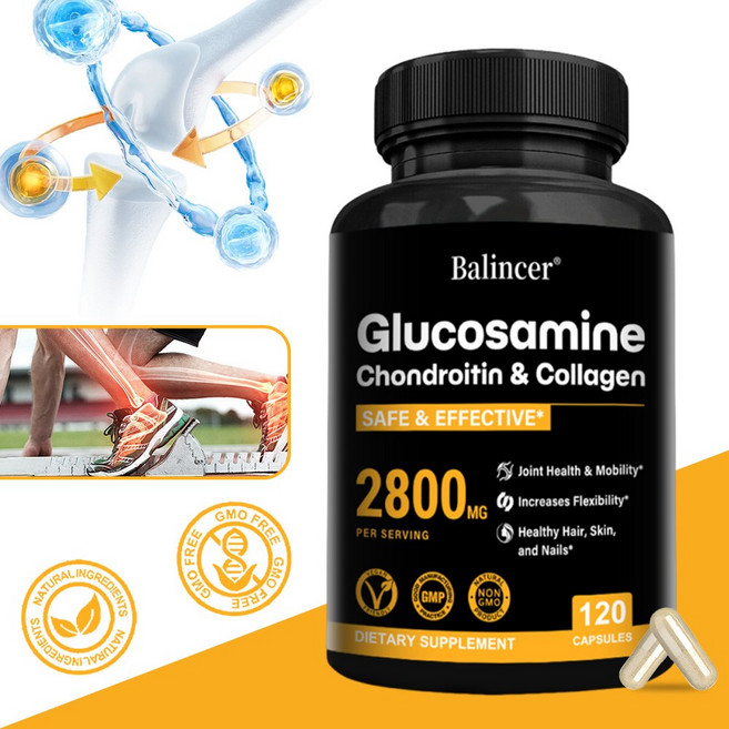 글루코사민 콘드로이틴 MSM - 남녀 관절 건강 보조제 - 뼈를 튼튼하게 하고 관절의 불편함을 완화시켜줌, 1개, 120회분