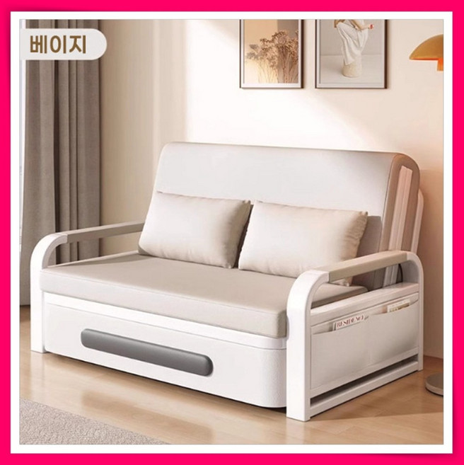접이식 소파베드 수납형 다용도 쇼파 침대겸용 미니 거실 안방 매트리스 1인 2인, 3. 베이지 / 접이식 / 수납가능