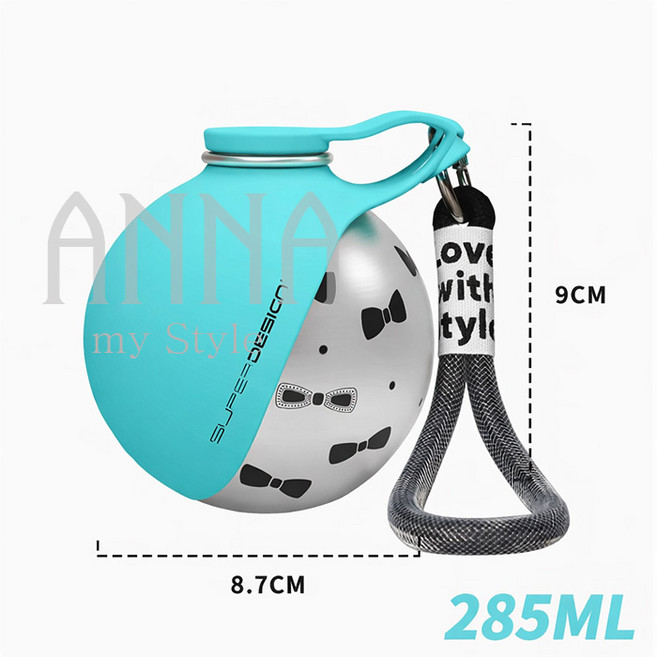 안나네 강아지 물병 스테인리스 접이식 물병 야외 산책 용품 접이식 물그릇(285ml), 1개, 스카니 무늬