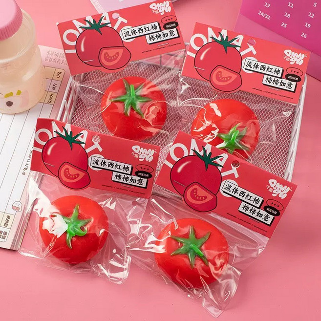 柿子捏捏樂 蛋黃酥 紓壓 發泄玩具, 1個, 番茄捏捏樂(一個)
