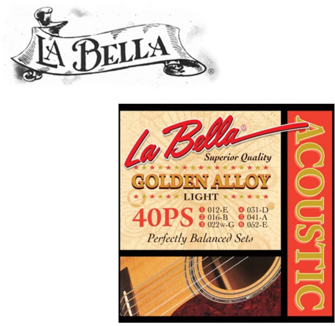 La Bella - Golden Alloy 82/20 Bronze Acoustic / 어쿠스틱 스트링 (게이지선택), 1개