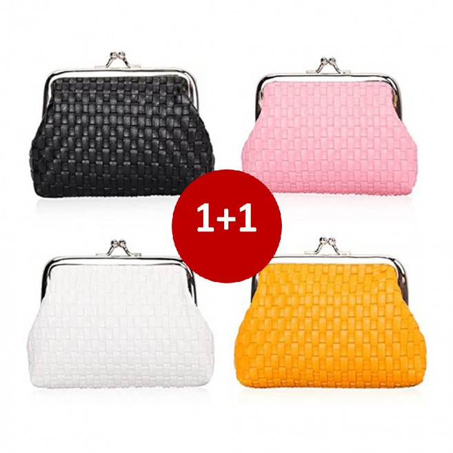 1+1 똑딱이 체크 동전지갑 코인 케이스 명품 가죽 미니 똑딱이지갑 동전보관함