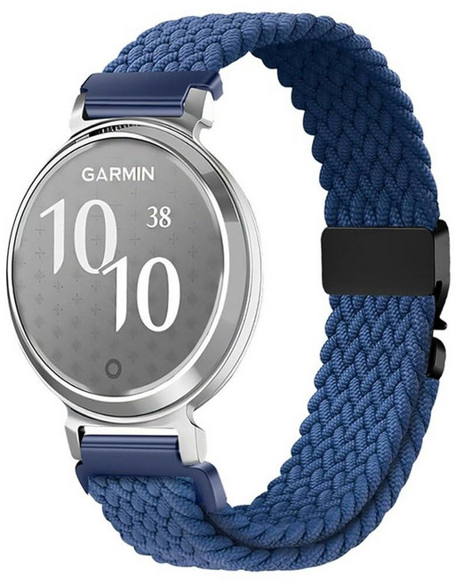 Issinlky Garmin Lily 2와 호환되는 나일론 브레이드 밴드 여성용 14MM 교체용 탄성 스트랩, 딥 블루