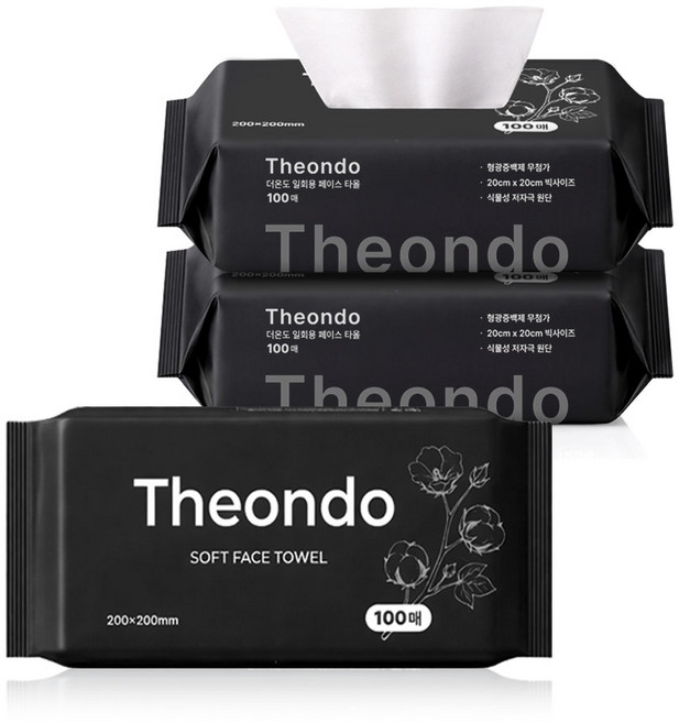 더온도 천연순면 일회용 페이스타올 시그니처, 3개, 100매입