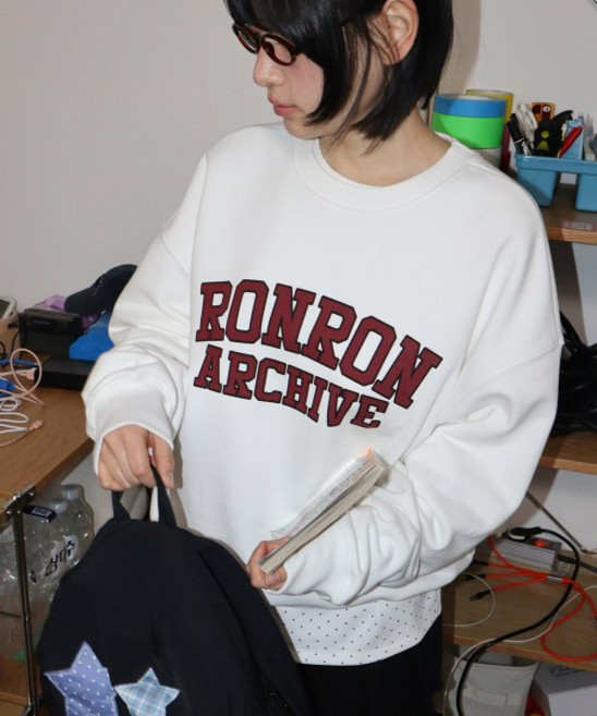 RONRON BASIC RR ARCHIVE 맨투맨 화이트