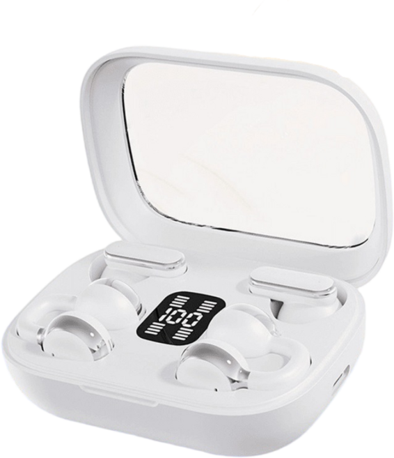 [4개 이어폰] 골전도 이어폰 무선 블루투스 게이밍 저지연 노이즈감소 초장시간 배터리 스포츠용, 화이트, EJ-001