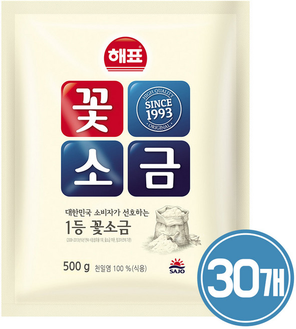 해표 꽃소금 500g x 1박스, 30개