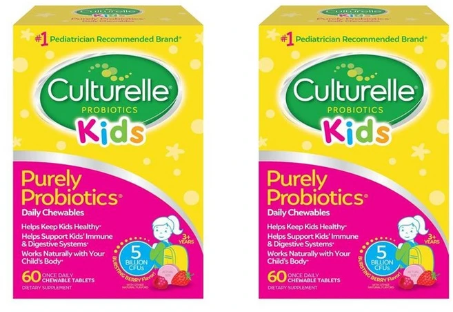 컬처렐 키즈 키드 퓨어 프로바이오틱스 유산균 츄어블 60츄어블정 2개 (미국배송) Culturelle Kids purely Probiotics Chewable, 60정 - 쿠팡