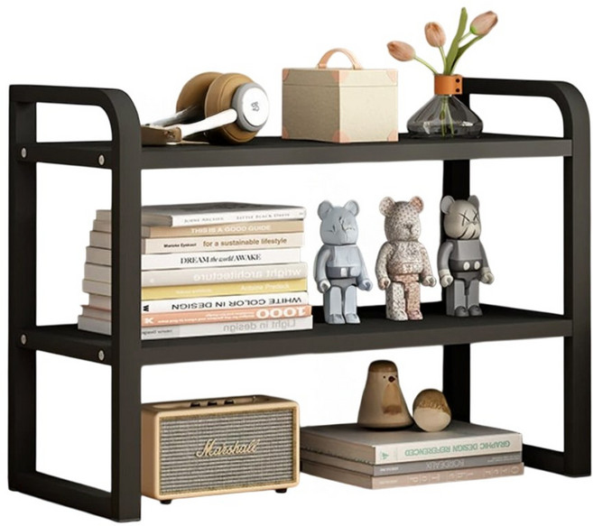 레디박스 책상 주방 욕실 정리 다용도 소형 수납 스탠드 미니 선반, 블랙, 2단