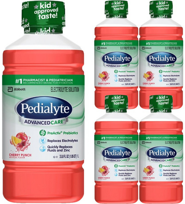 페디아라이트 어드밴스드 전해질 솔루션 어린이 음료, 체리 펀치 (Cherry Punch), 5개