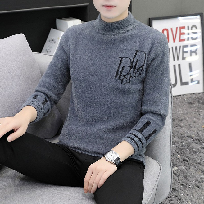 KAQIA 남성 라운드 니트 패션 긴팔 스판 루즈핏 남자 스웨터 MR0506