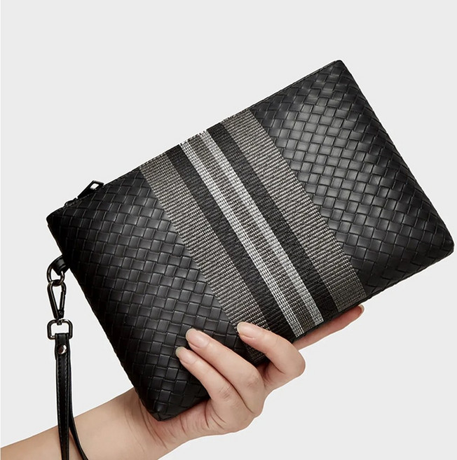 RUMF 룸프 스트라이프 남자 클러치백 페이크 레더 파우치 손가방