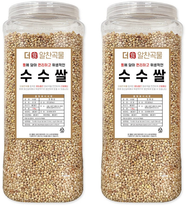 더알찬곡물 통에담은 수수쌀 3.6kg (1.8kgx2통), 2개, 1.8kg